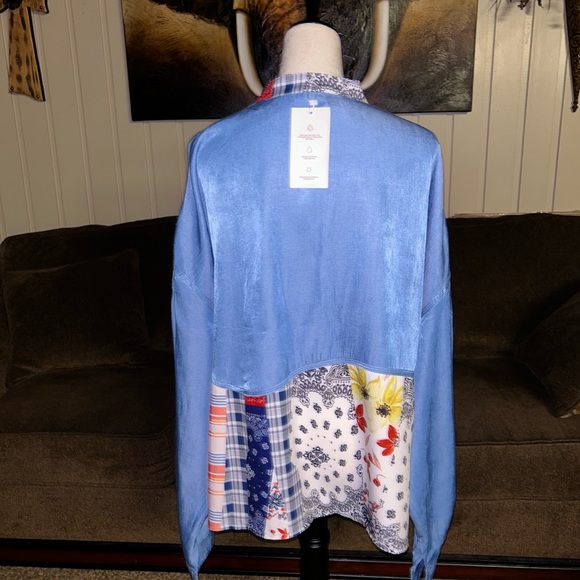 Ursime • Size 4X-Large • Blue • Boho • Pullover •  Blouse • Patchwork Design - Picture 7 of 9